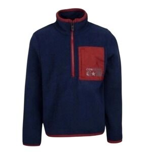 Converse Boys XL Obsidian Blue Red Quarter Zip Fleece Pullover 96A049-695 NEW